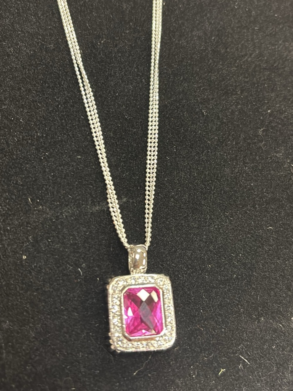 Sterling Silver .925 Necklace with Pink Gemstone Pendant Lord & Taylor NWT